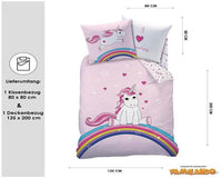 Kinder Bettwäsche 135x200 80x80 cm Unicorn