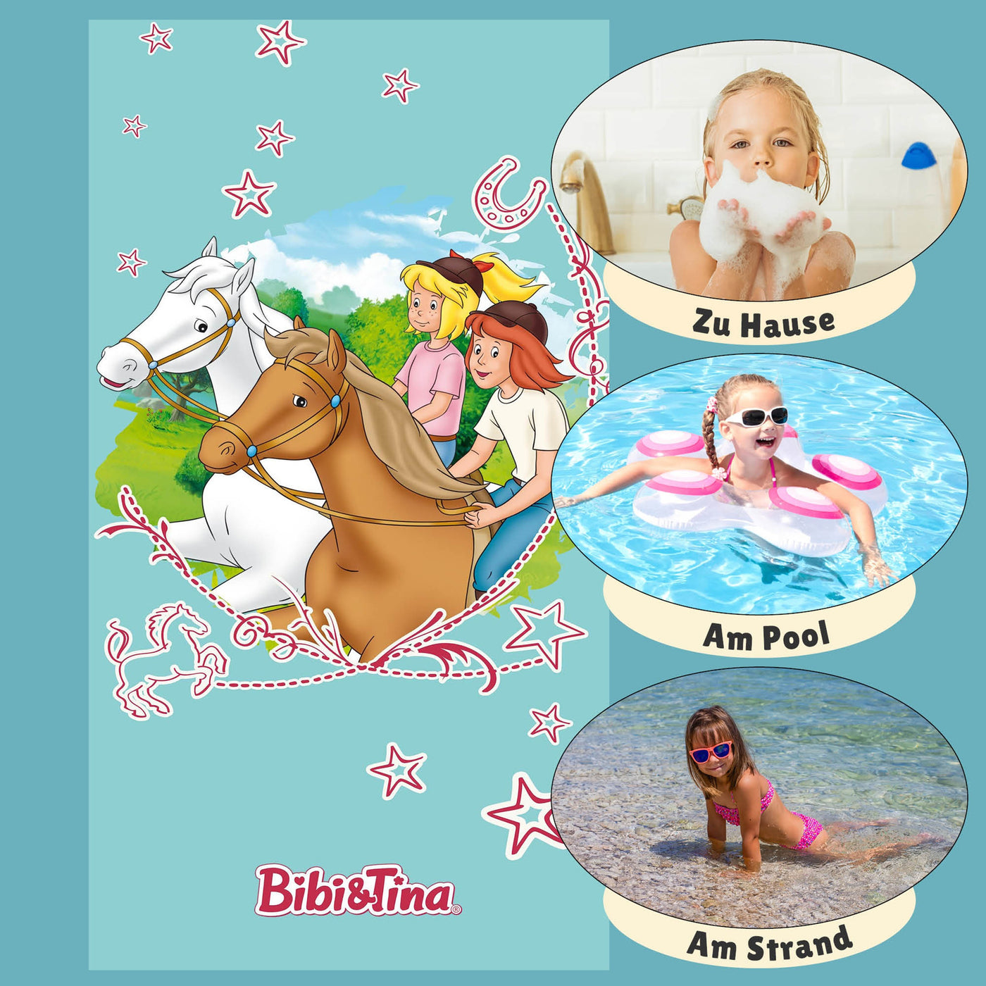 Verwendungsvorschläge Handtuch Zuhause im Bad, am Pool und am Strand 