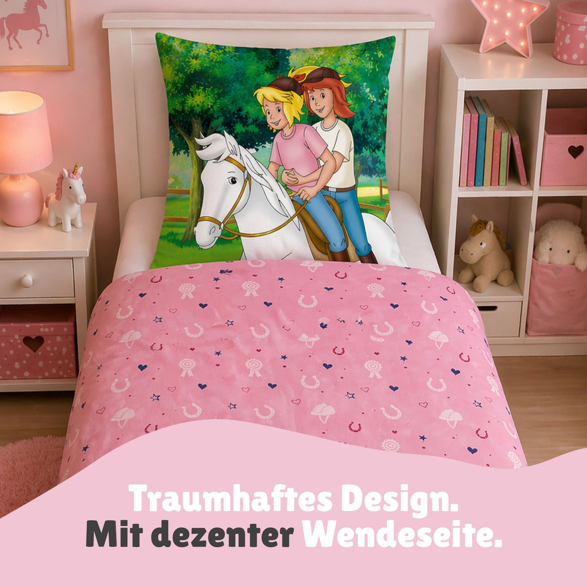 Bibi & Tina Bettwäsche rosa Rückseite 