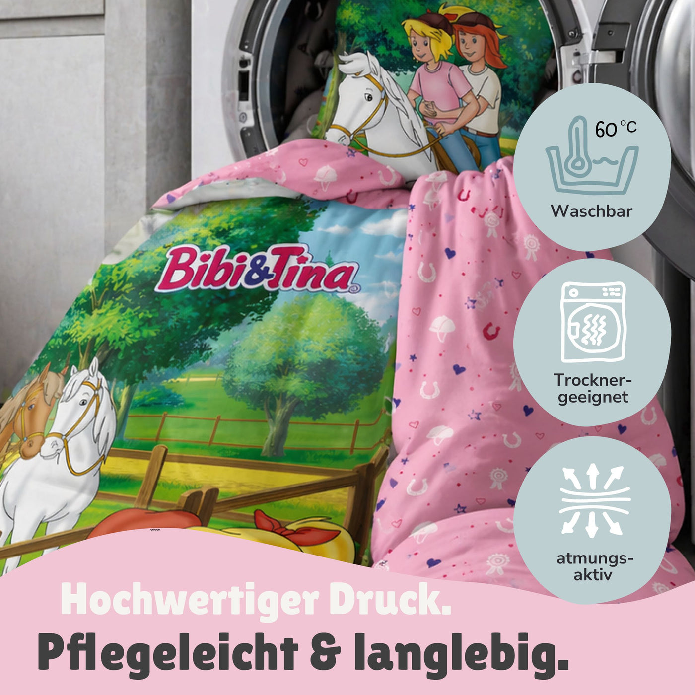 Bettwäsche mit Pferden gemustert & Waschhinweise Bettwäsche