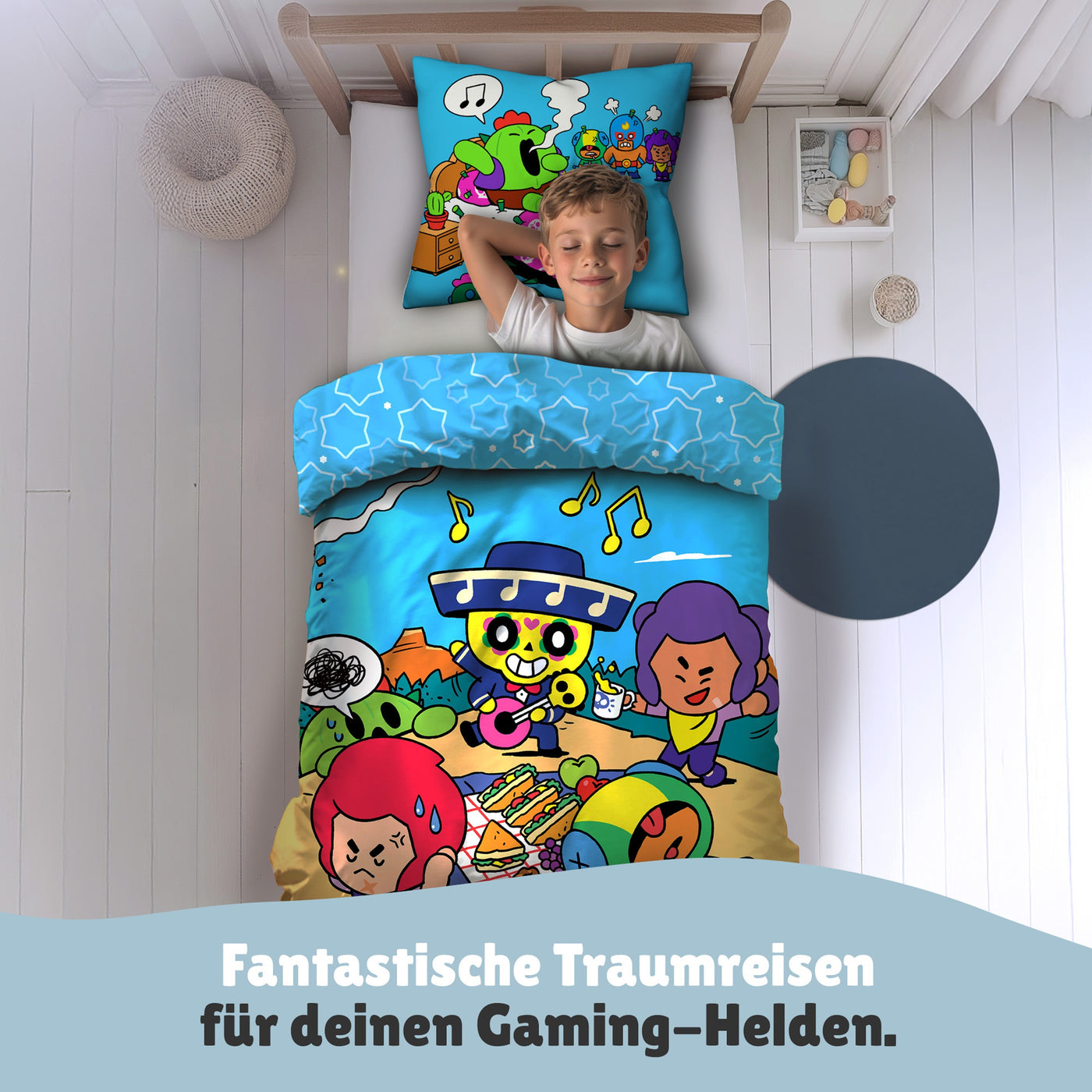 Infotafel Material und Waschhinweise der Bettwäsche aus 100% Baumwolle mit Reißverschluss