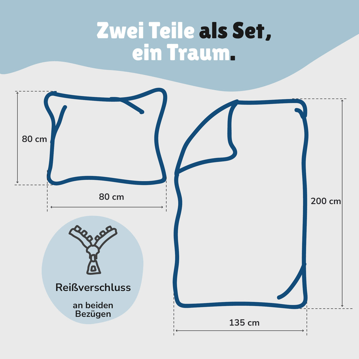 Blaue Brawl Stars Bettwäsche beide Seiten nebeneinander mit Text beschriftet
