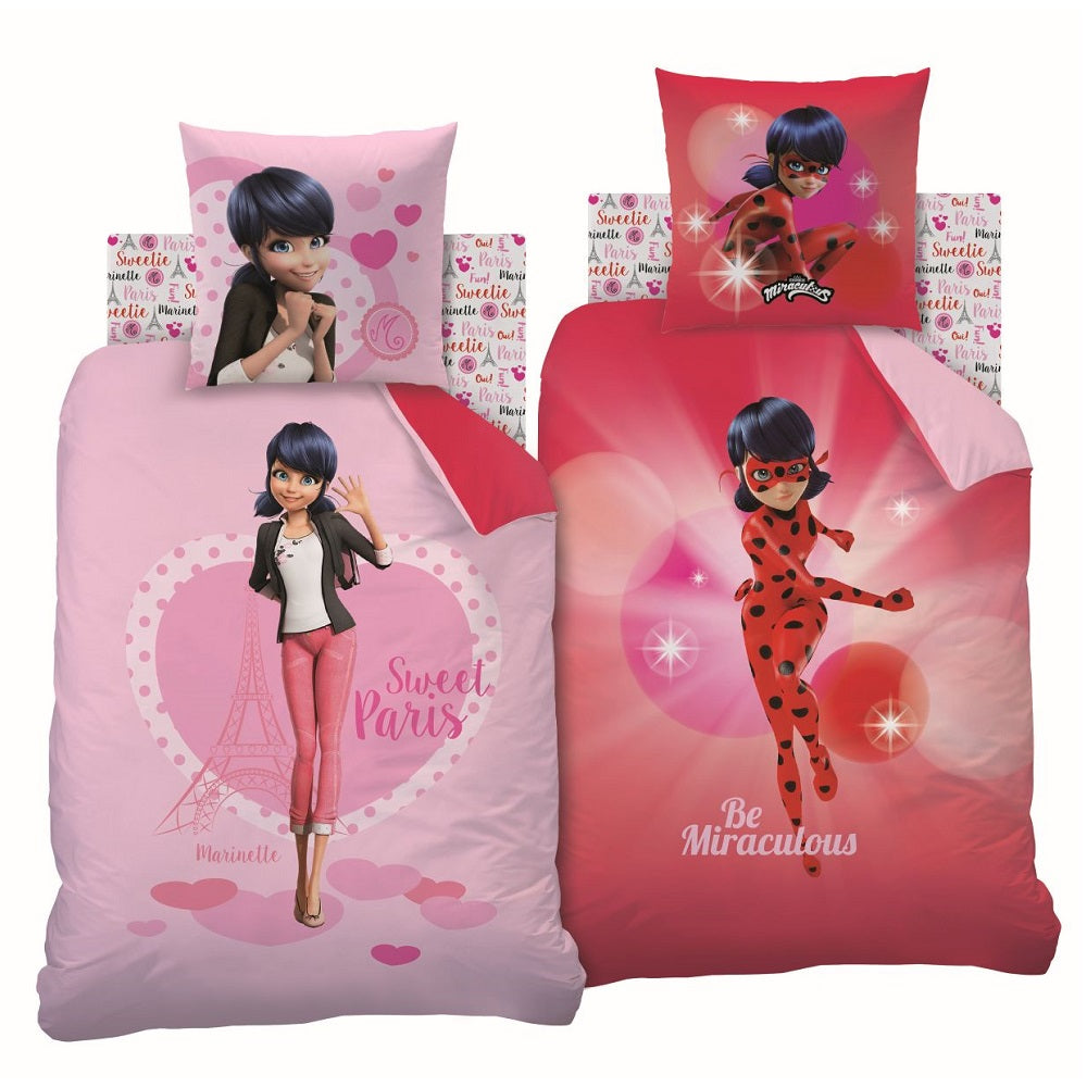 Miraculous Bettwäsche 135x200 für Mädchen in rosa rot