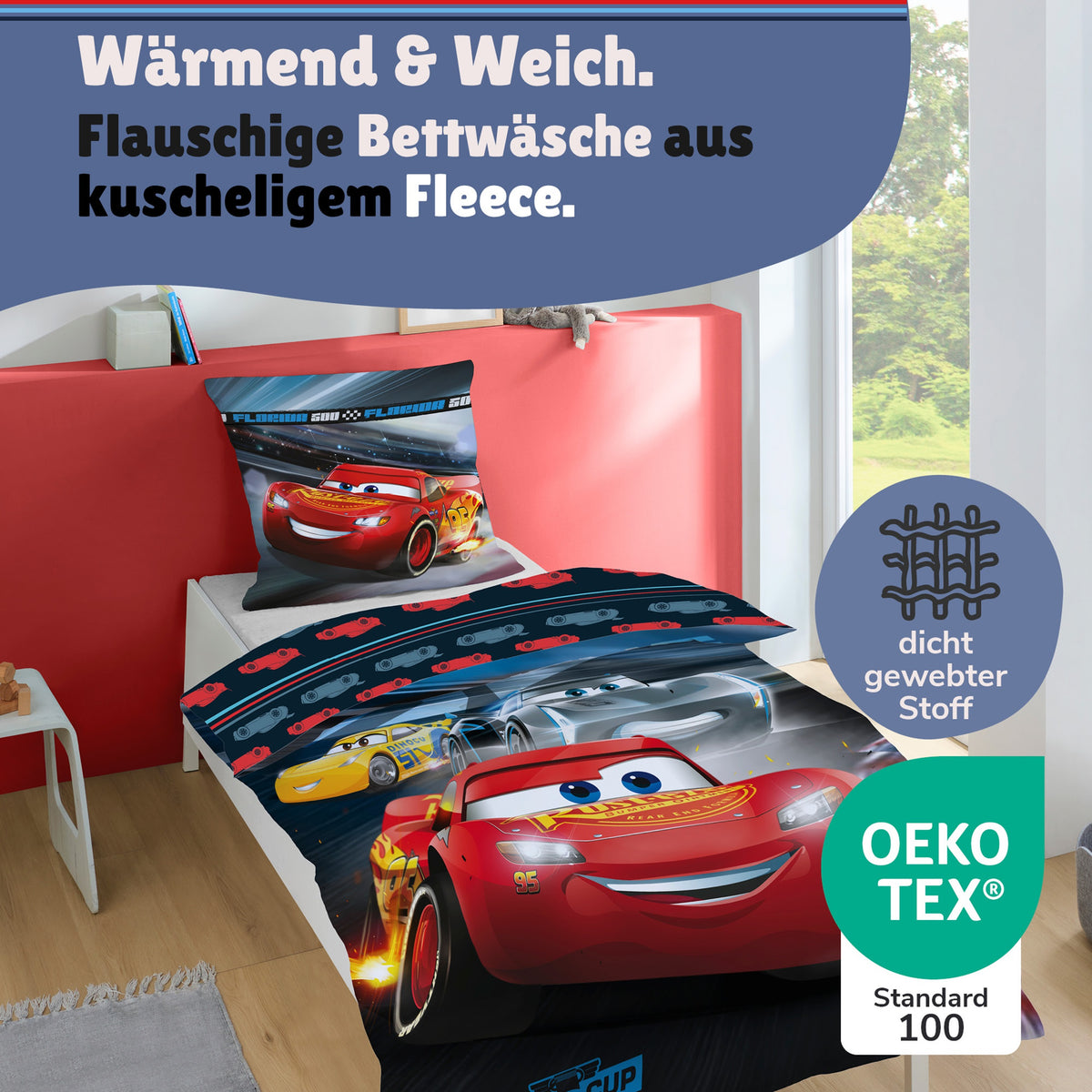 Infotafel Material Fleece wärmend und weich + Ökotex Standard 100 
