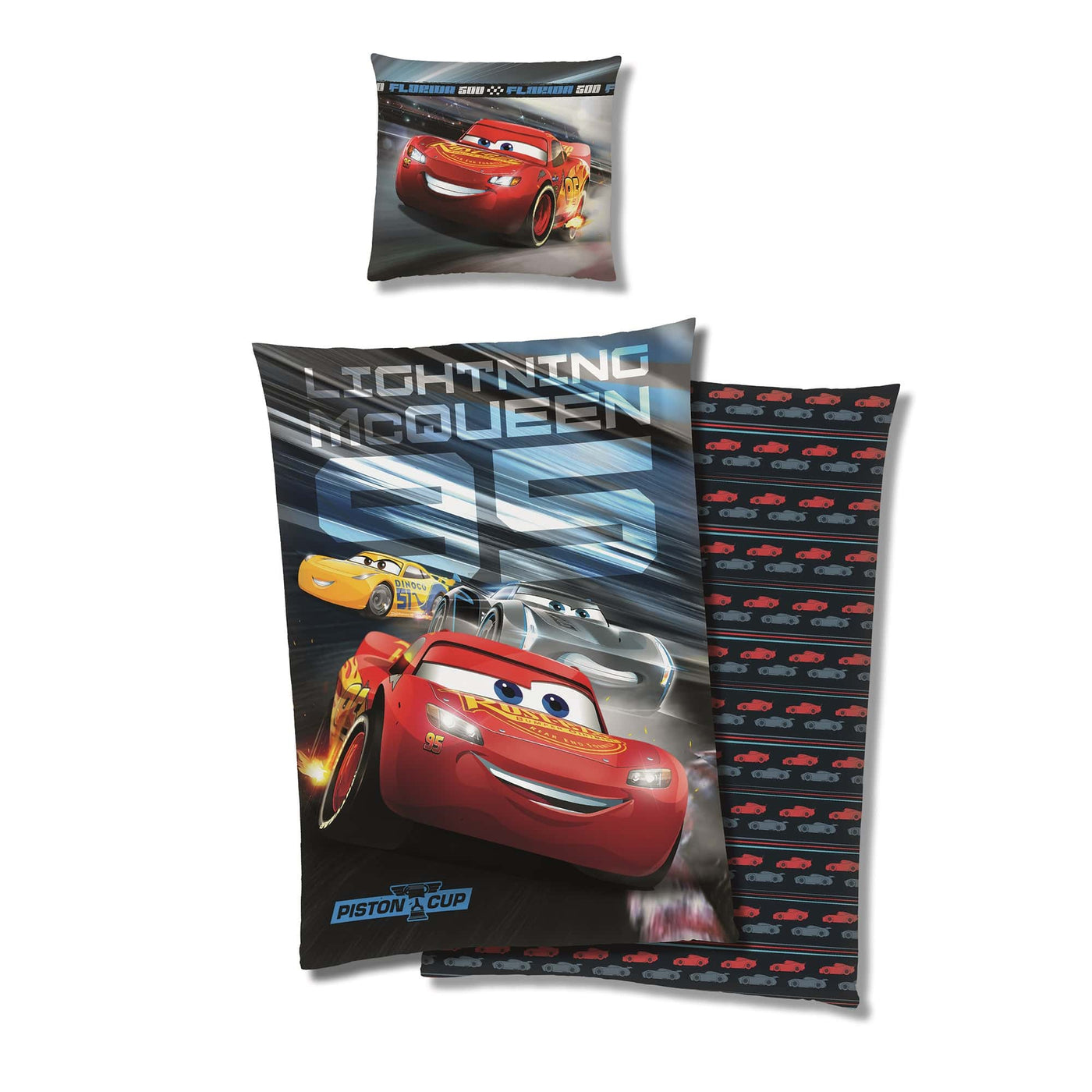 Disney Cars Auto Microfaser Bettwäsche 135x200 mit Wendemotiv in schwarz rot für Jungs 