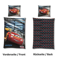 Disney Cars Auto Microfaser Bettwäsche 135x200 mit Wendemotiv Seiten nebeneinander Einzeln