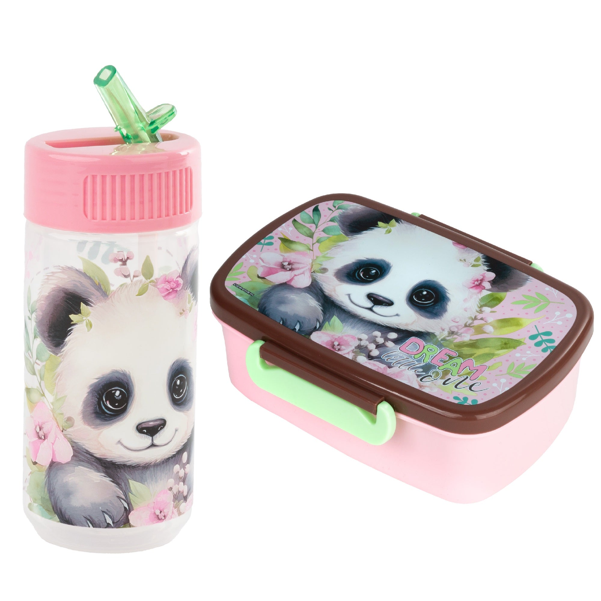 Familando Panda Bär Schulranzen Set 8-teilig, rosa - Schultasche ab. 1 Klasse