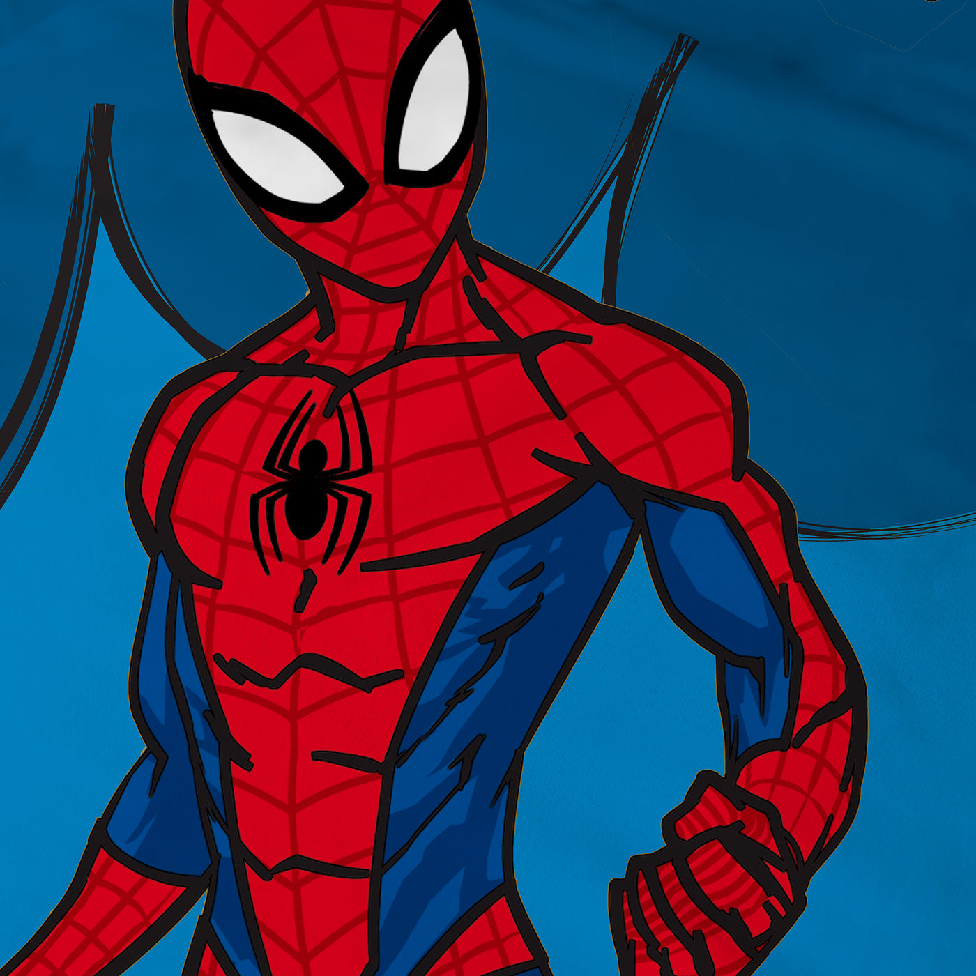 Detailansicht Hauptdruck Spiderman auf Bettwäsche