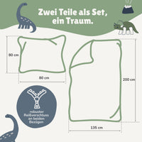 Infotafel Lieferumfang des 2-teiligen Sets bestehend aus Deckenbezug 135x200 cm und Kissenbezug 80x80 cm