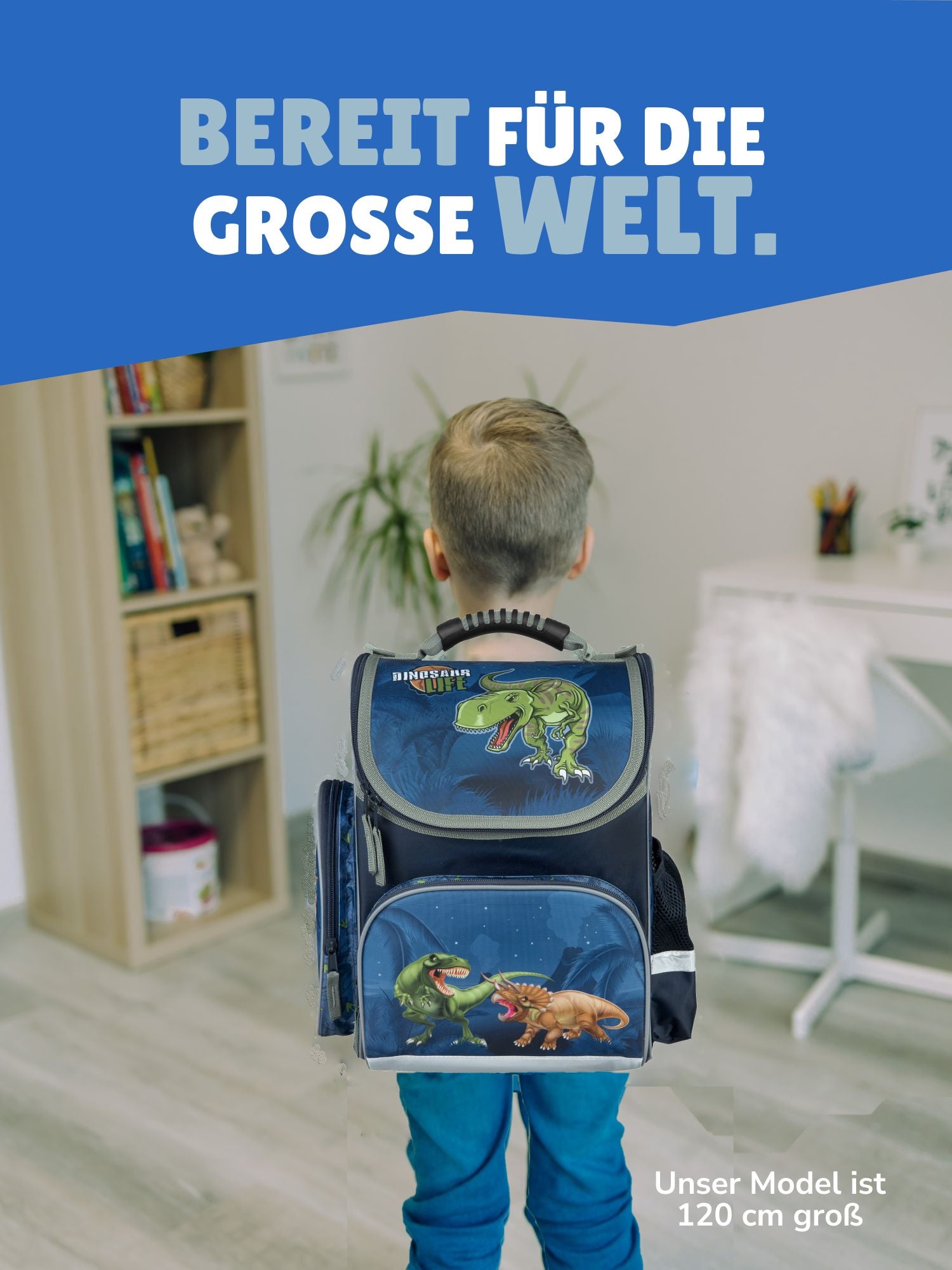 Familando Clou Schulranzen Set Dinosaurier, blau grün - Dino Schultasche ab 1. Klasse
