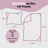 Infotafel Lieferumfang des 2-teiligen Sets bestehend aus Deckenbezug 135x200 cm und Kissenbezug 80x80 cm