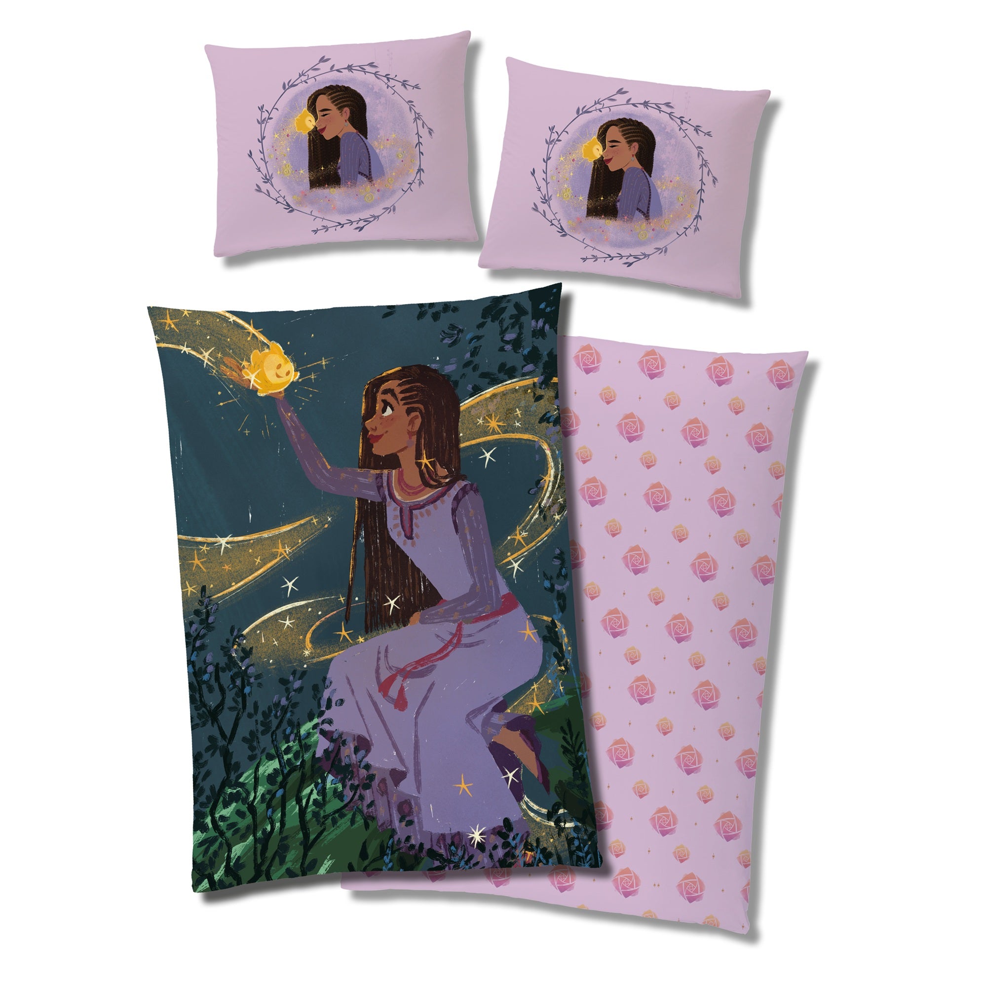 Lila Princess Microfaser Bettwäsche mit Asha und Stern Simba Overlay Ansicht