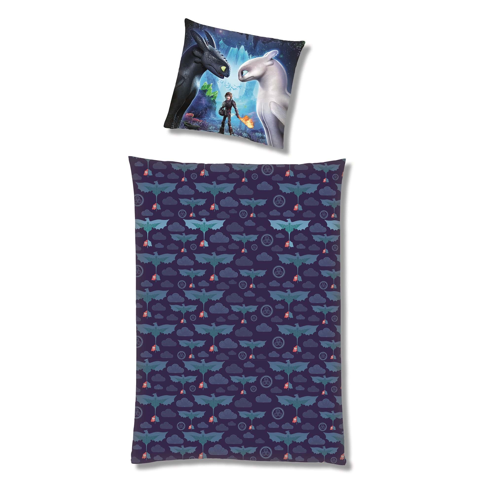 Disney Dragons Bettwäsche Rückseite mit Muster kleine blaue Drachen