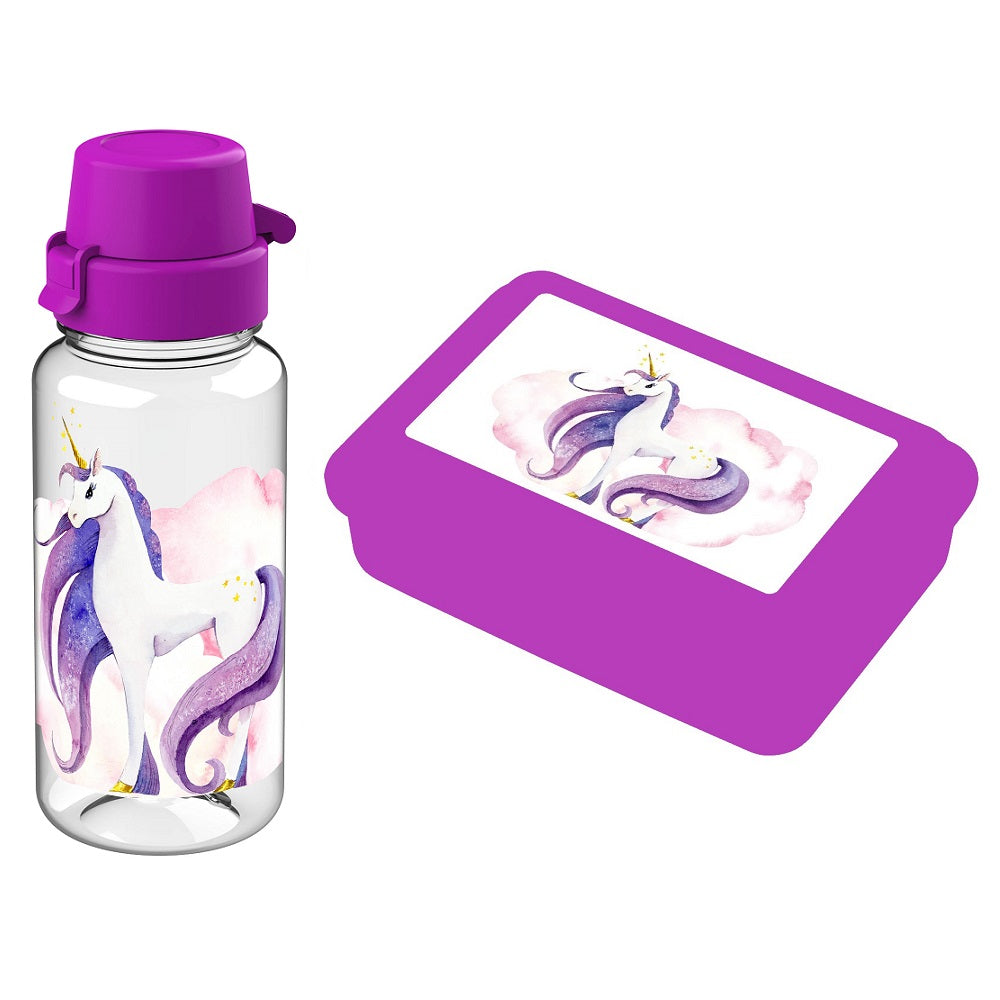 Scooli Campus Fit Pro Schulranzen Set Unicorn Rosa Einhorn Motiv für Mädchen ab der 1. Klasse