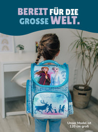 Innenansicht Schulranzen mit hellblauen Futter und Organizer Unterteilung