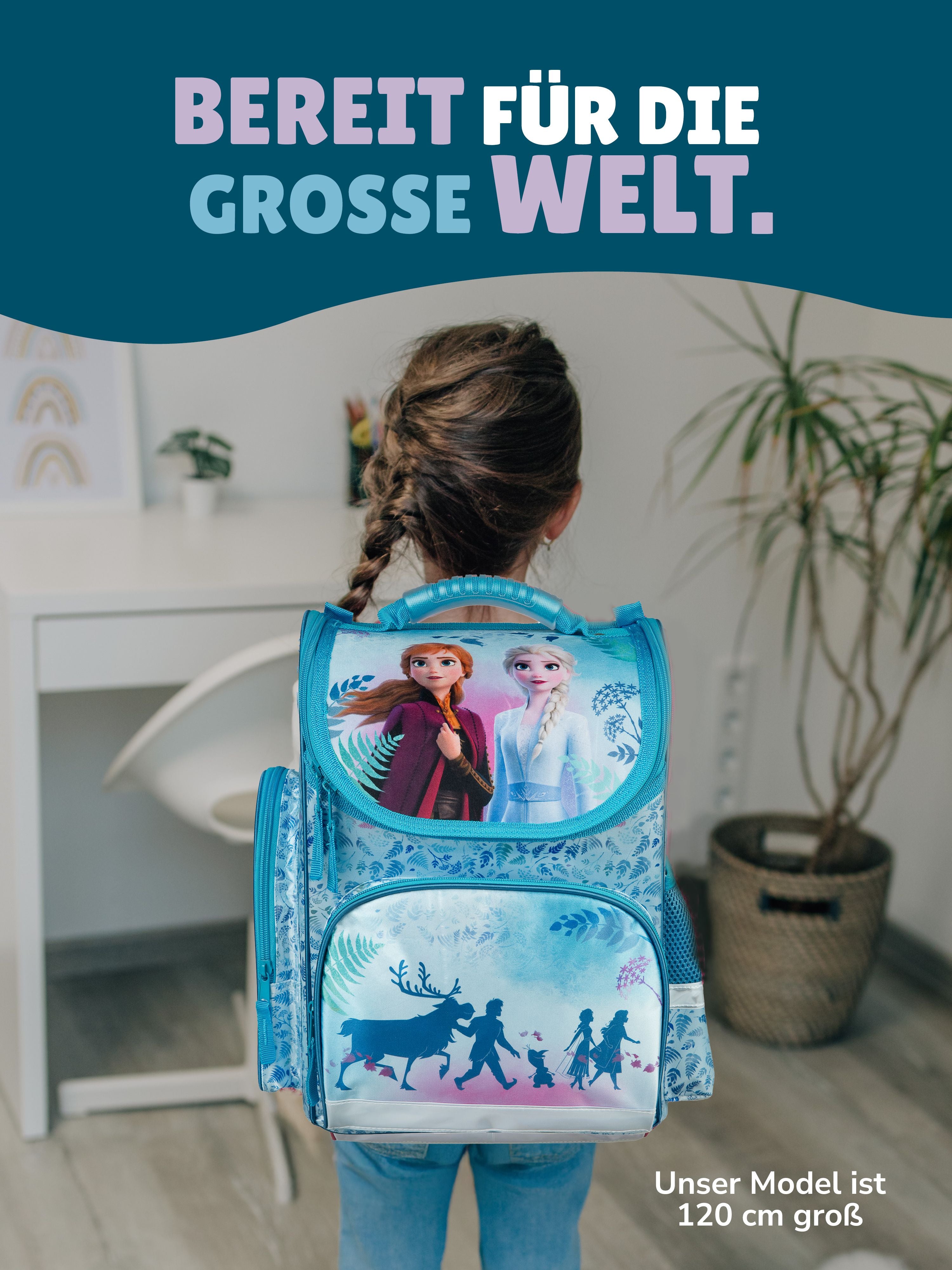 Innenansicht Schulranzen mit hellblauen Futter und Organizer Unterteilung