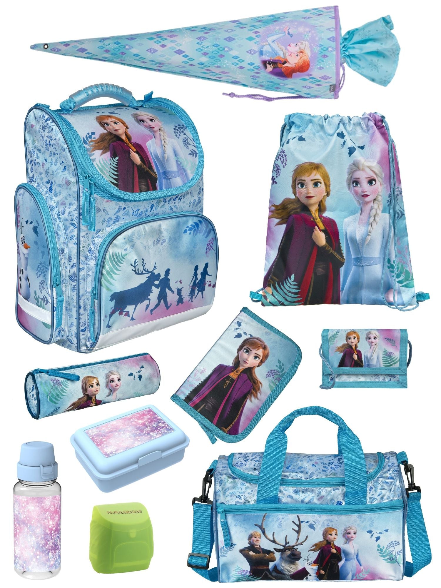 Disney Die Eiskönigin Schulranzen Set 10-teilig mit Sporttasche und Schultüte für Mädchen