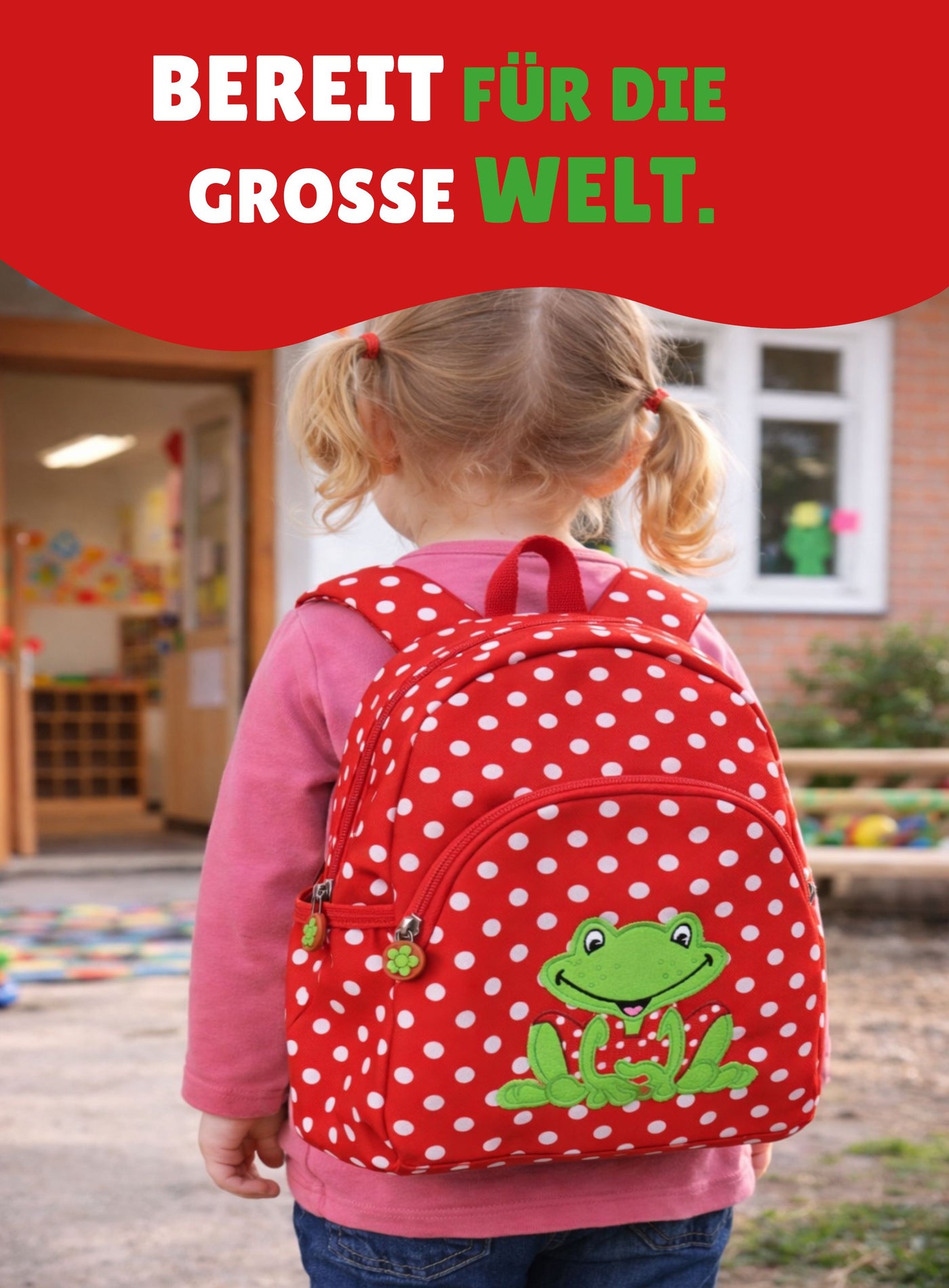 Kinder Rucksack Set 4-teilig Die Spiegelburg FRÖHLICHE TUPFEN FROSCH für Kinder ab 2 Jahren