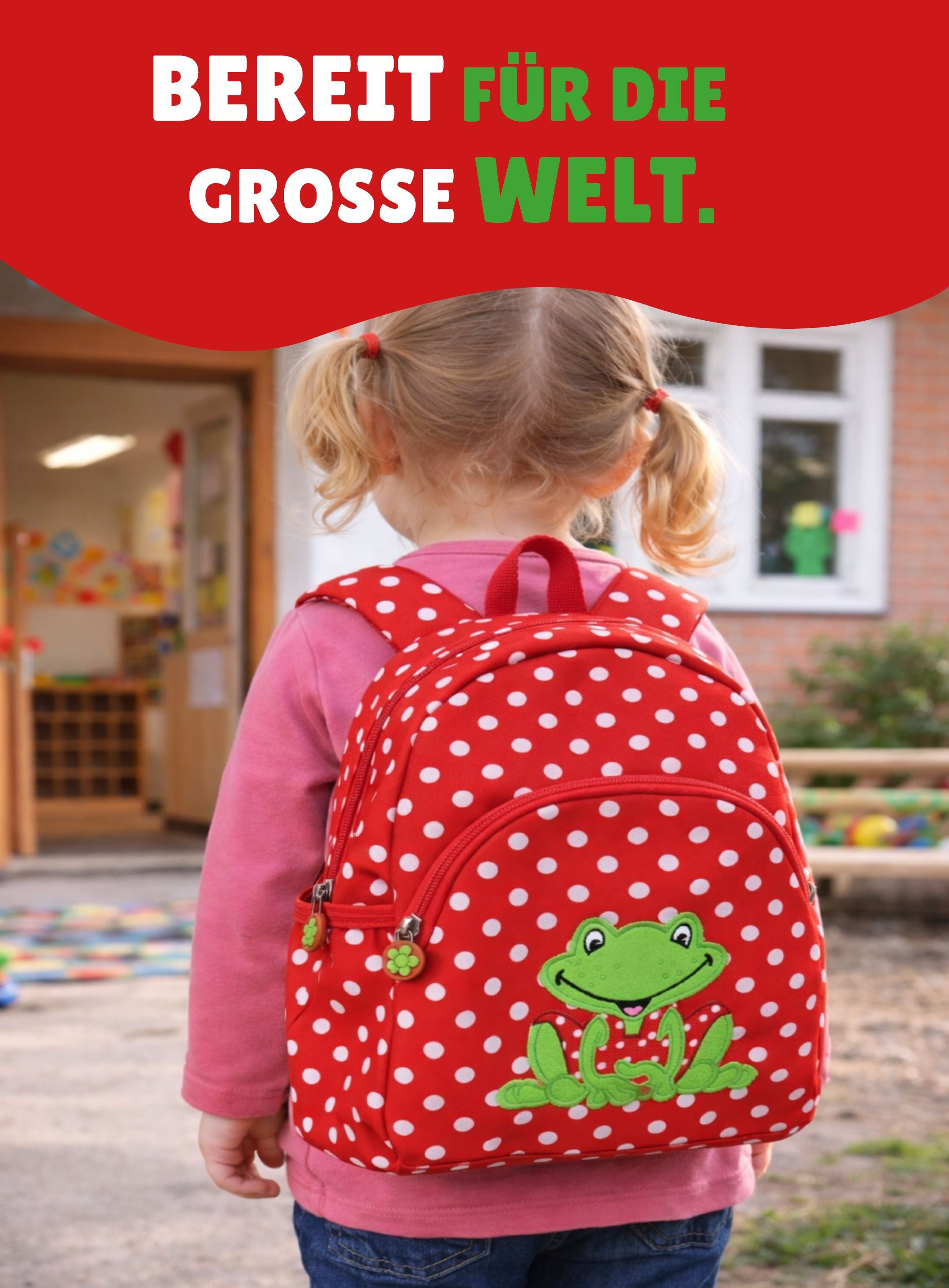 Kinder Rucksack Set 4-teilig Die Spiegelburg FRÖHLICHE TUPFEN FROSCH für Kinder ab 2 Jahren