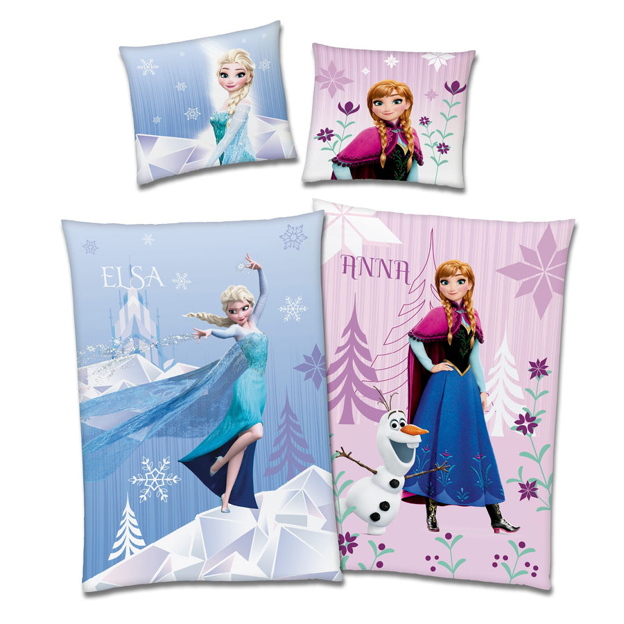 Frozen Bettwäsche 135x200 80x80 cm Wendebettwäsche Disney Eiskönigin Anna & Elsa