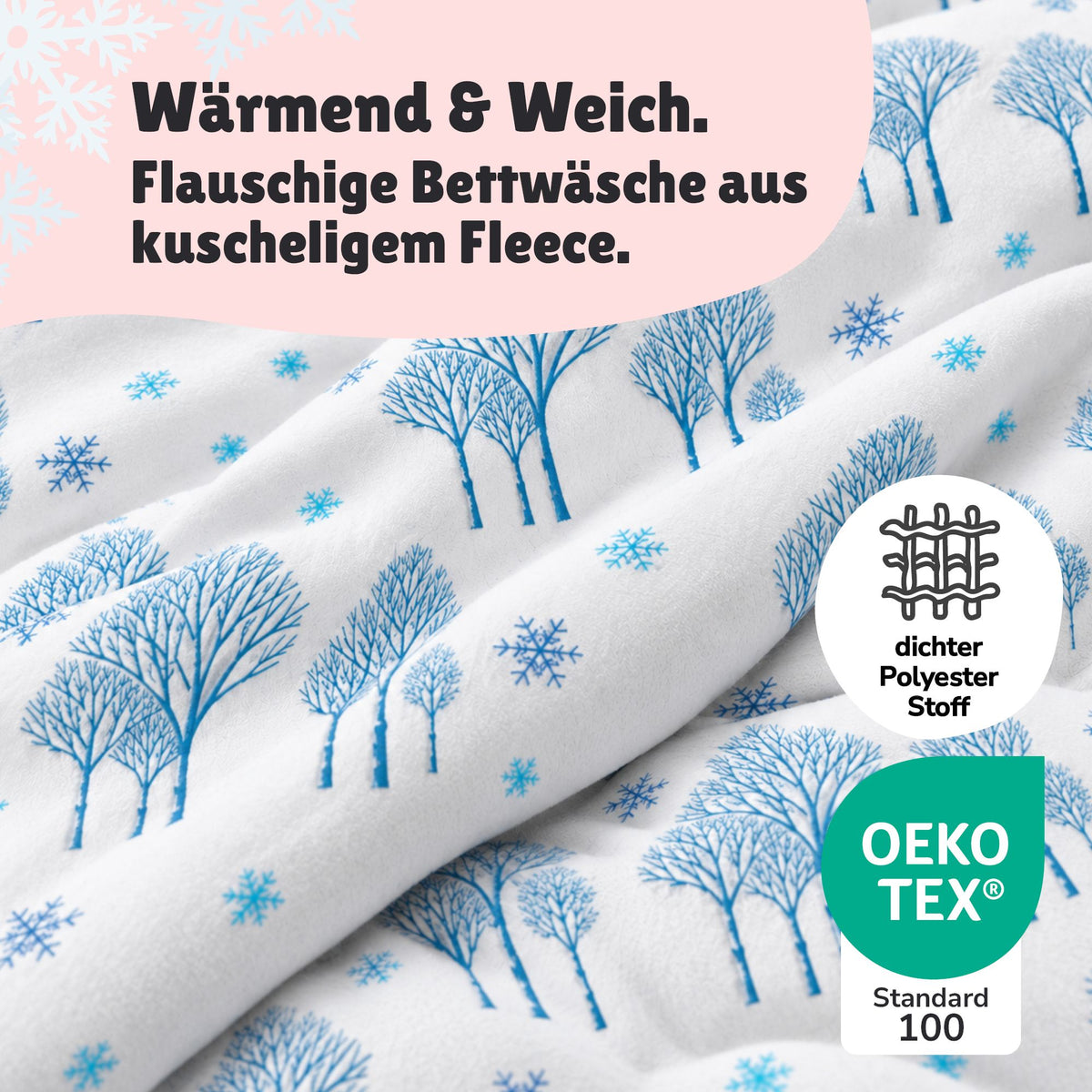 Infotafel Qualität der Bettwäsche aus Mikro-Fleece, super flauschig