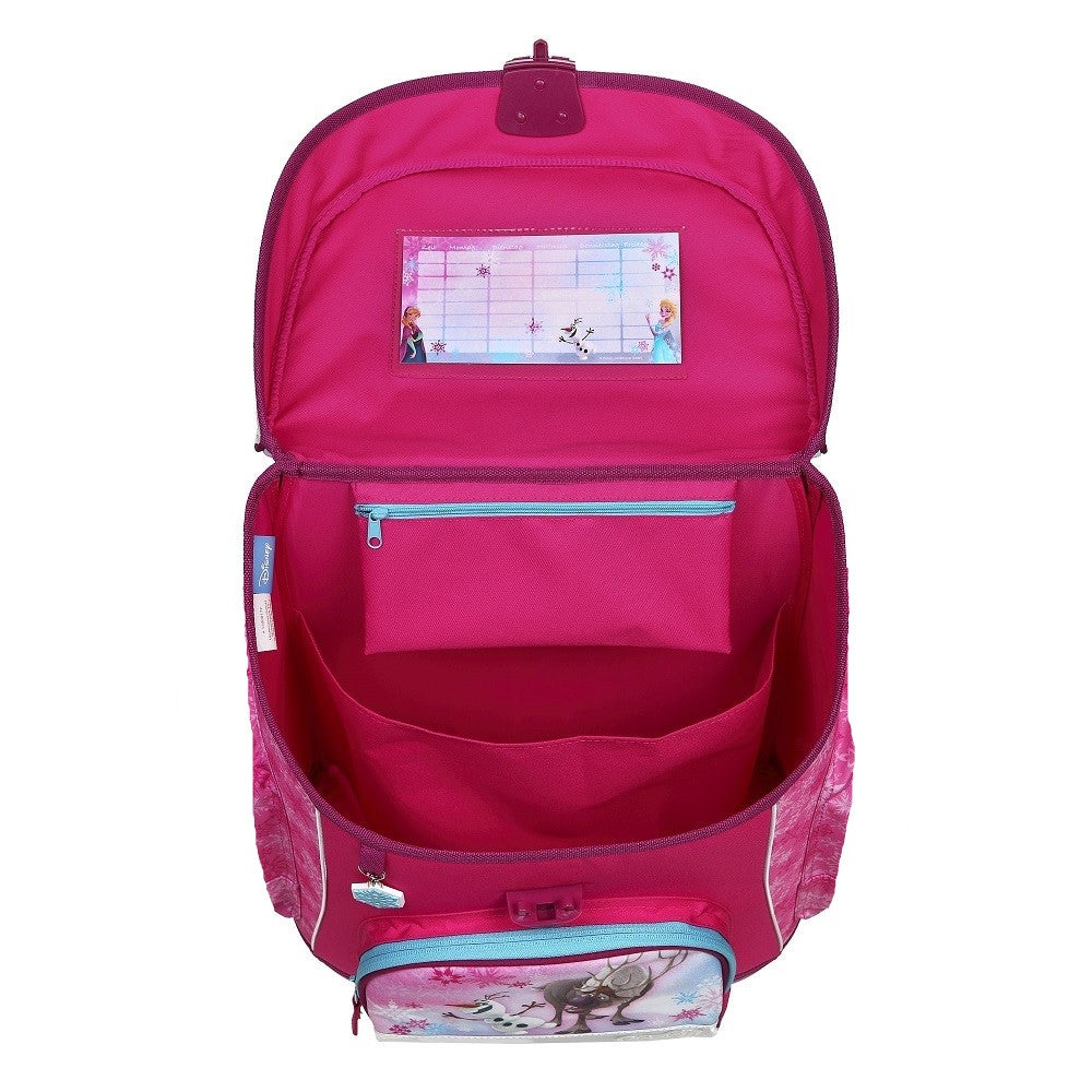 Frozen Tornister mit viel Platz DIN A4 18 Liter Volumen Seitentaschen mit Gummizug