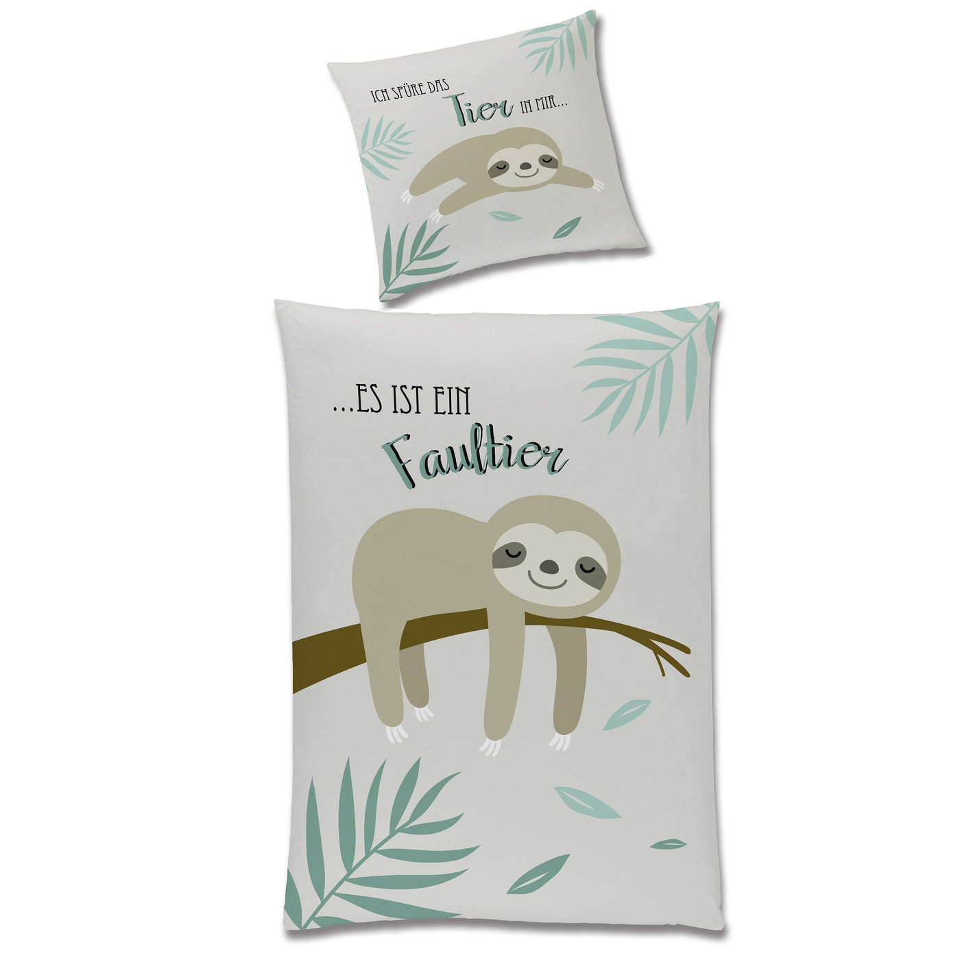 Vorderseite Faultier Bettwäsche Grau 135x200 cm Profi Chiller Motiv