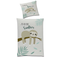 Vorderseite Faultier Bettwäsche Grau 135x200 cm Profi Chiller Motiv