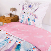 Traumfänger Bettwäsche Set 2-teilig, Rosa, 135x200 80x80 cm - Bettwäsche, Öko-Tex aus 100% Baumwolle mit Reißverschluss