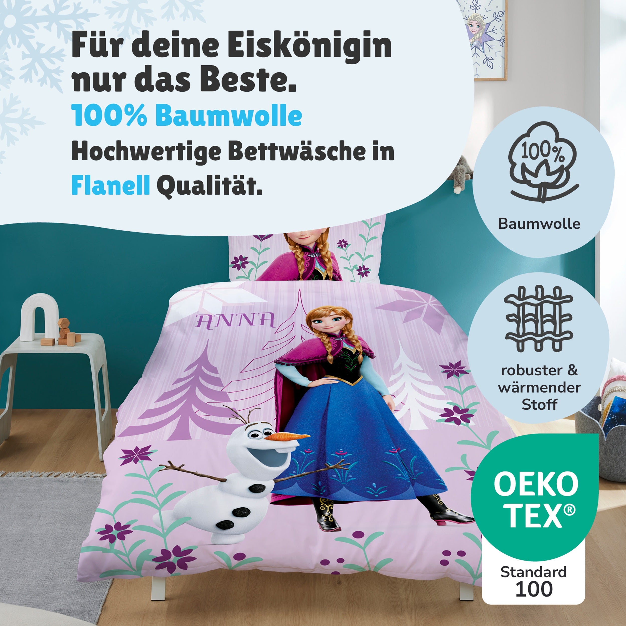 Frozen Bettwäsche mit Anna und Elsa in 135x200 80x80 cm