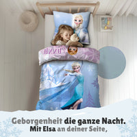 Disney Frozen Bettwäsche mit Anna und Elsa - Die Eiskönigin Bettwäsche Set 135x200 80x80 cm mit Reißverschluss - 100% Baumwolle, Öko-Tex