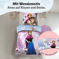 Disney Frozen Bettwäsche mit Anna und Elsa - Die Eiskönigin Bettwäsche Set 135x200 80x80 cm mit Reißverschluss - 100% Baumwolle, Öko-Tex