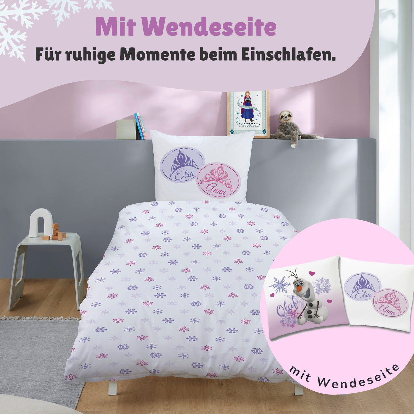 Rückseite Eiskönigin Bettwäsche Pink Rosa Mädchen Frozen