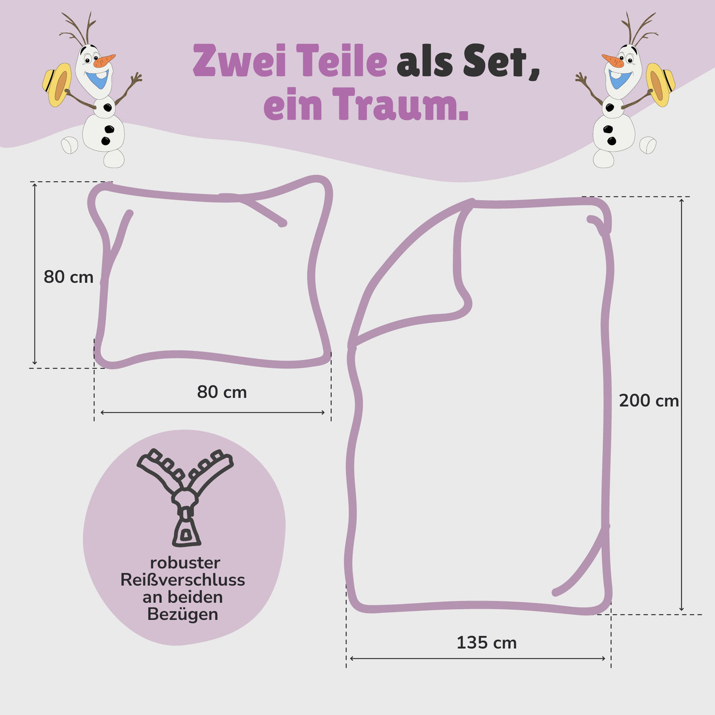 Kinderbettwäsche für Mädchen Disney Frozen Die Eiskönigin 135x200cm 80x80cm (2-tlg.) Pink Mountain Rosa aus 100% Baumwolle