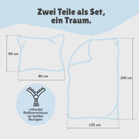 Infotafel Lieferumfang des 2-teiligen Sets bestehend aus Deckenbezug 135x200 cm und Kissenbezug 80x80 cm