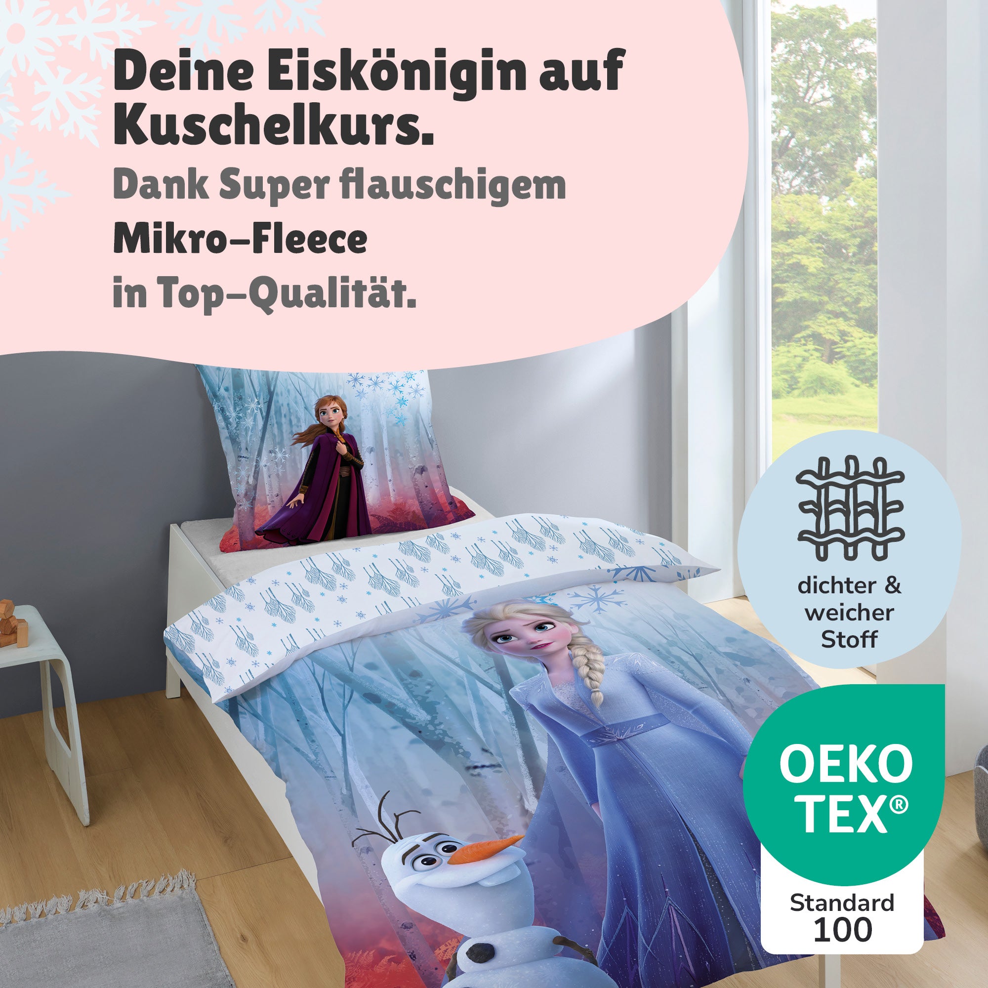 Infotafel Qualität der Bettwäsche aus Mikro-Fleece, super flauschig