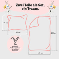 Infotafel Lieferumfang des 2-teiligen Sets bestehend aus Deckenbezug 135x200 cm und Kissenbezug 80x80 cm