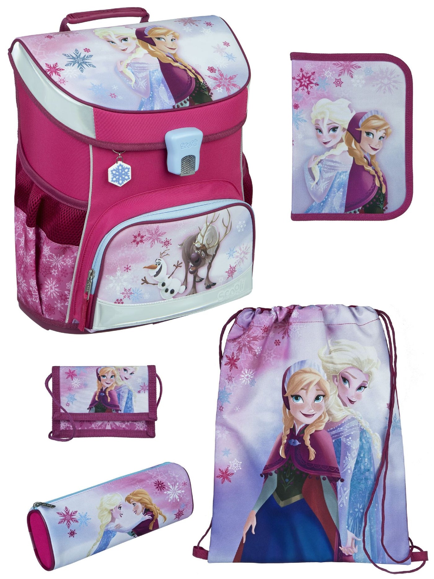 Scooli Campus Fit Schulranzen Set Frozen, Eiskönigin rosa - Schultasche 1. Klasse