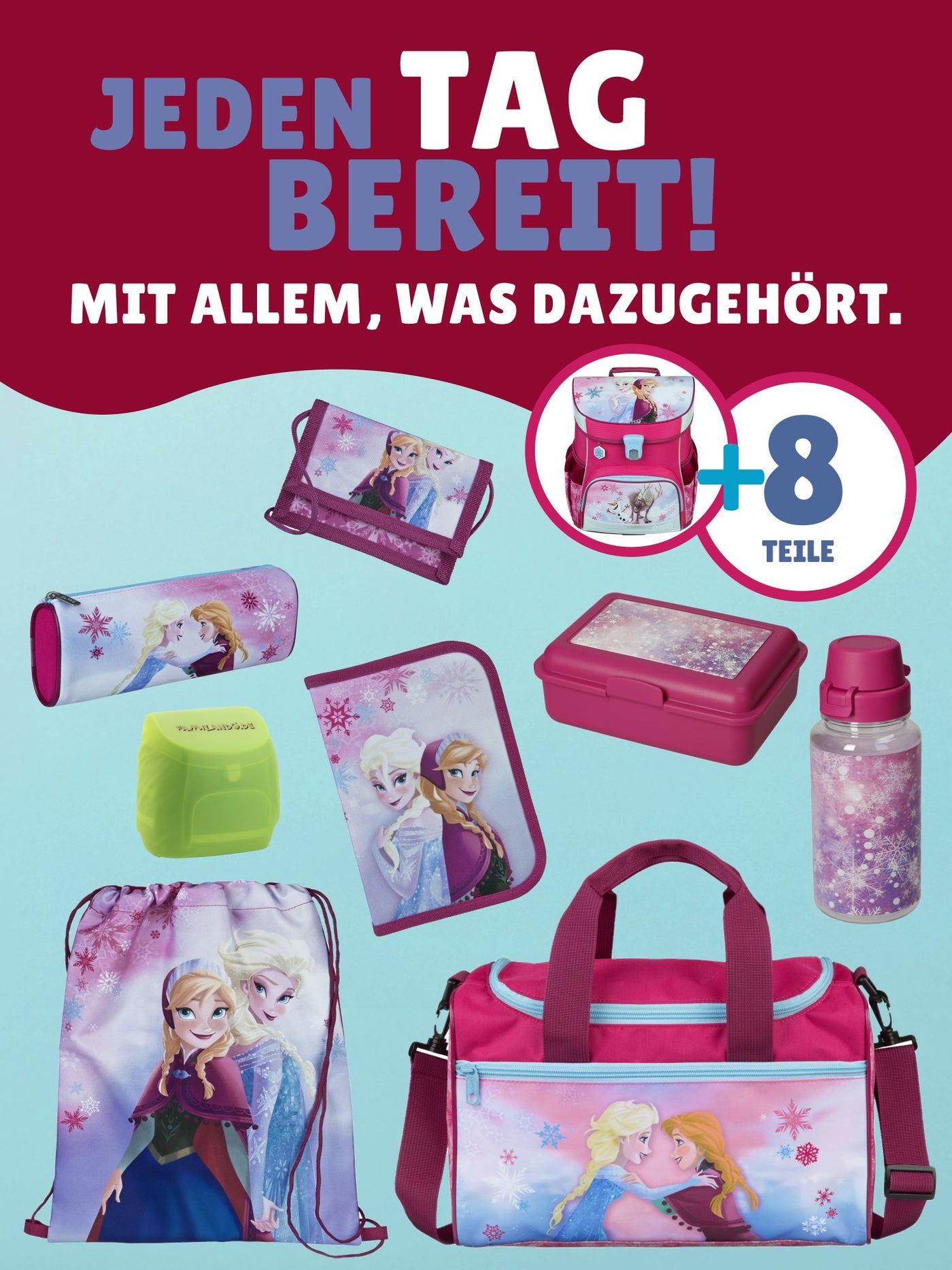 Scooli Campus Fit Schulranzen Set Frozen, Eiskönigin rosa - Schultasche 1. Klasse