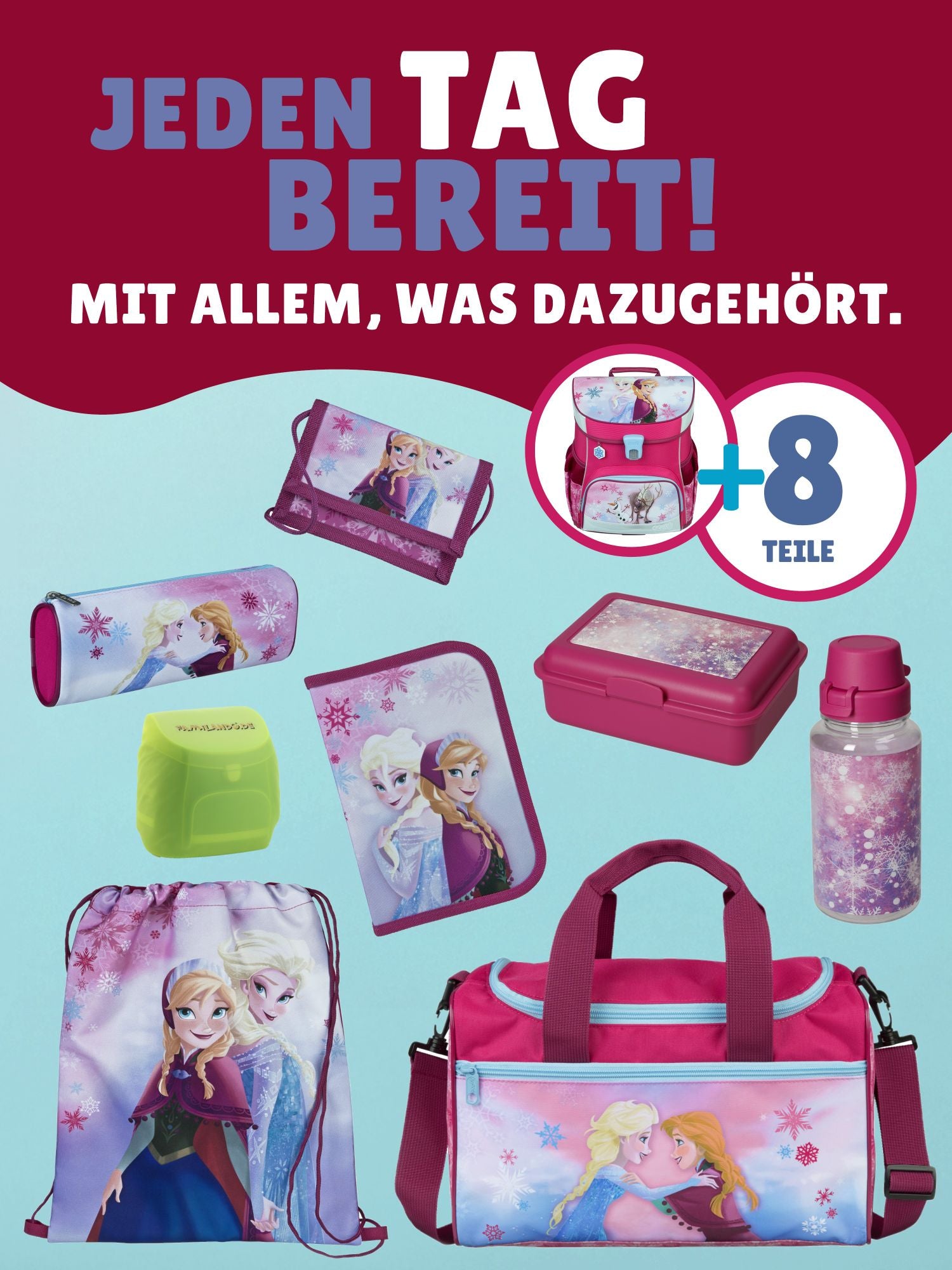 Scooli Campus Fit Schulranzen Set Frozen, Eiskönigin rosa - Schultasche 1. Klasse