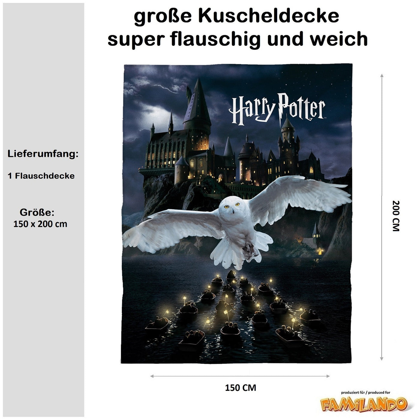 Größenangabe 150x200 cm der Kuscheldecke