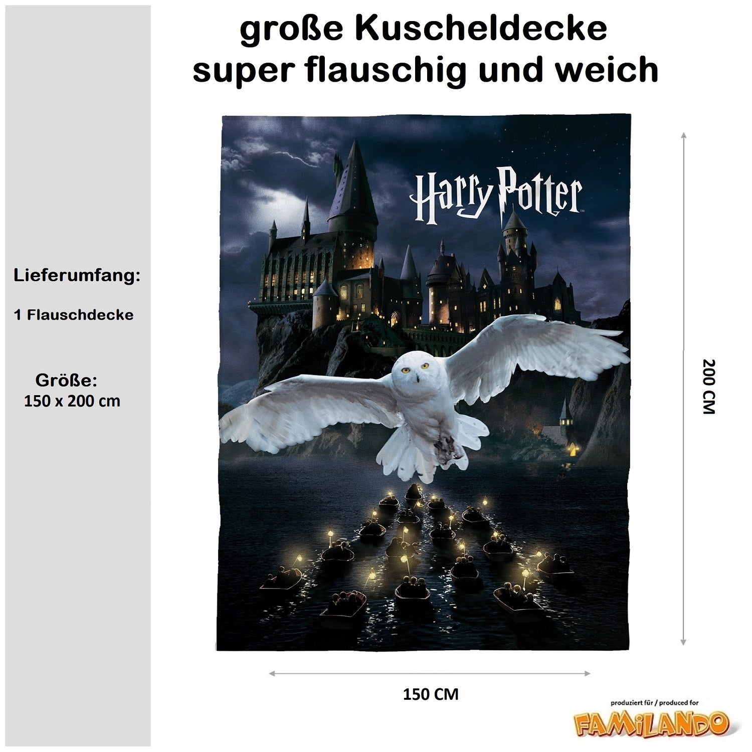 Größenangabe 150x200 cm der Kuscheldecke
