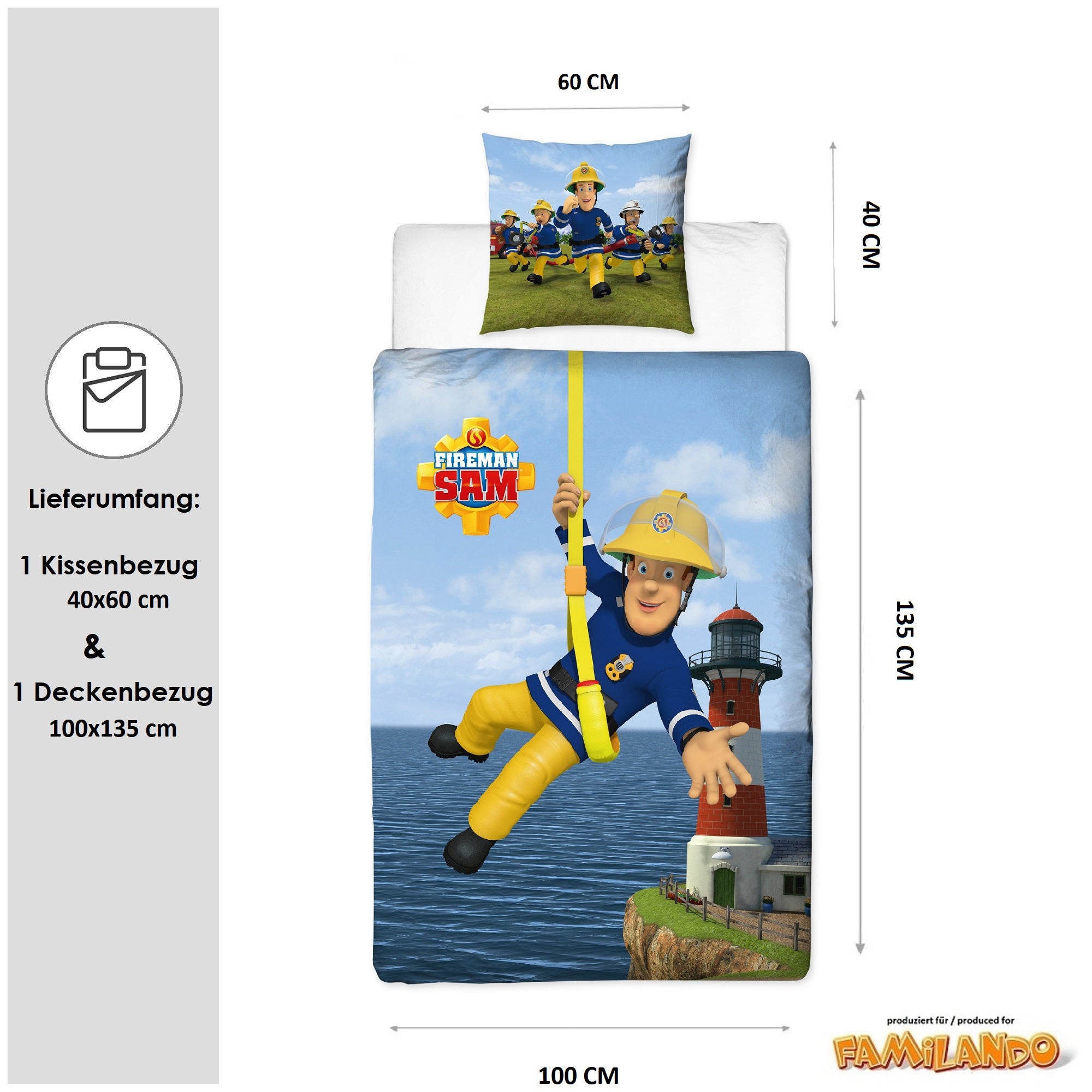 Größe und Lieferumfang Deckenbezug 100x135 mit Reißverschluss 40x60 cm Kissen mit Hoteleinschlag 2 teiliges Sets
