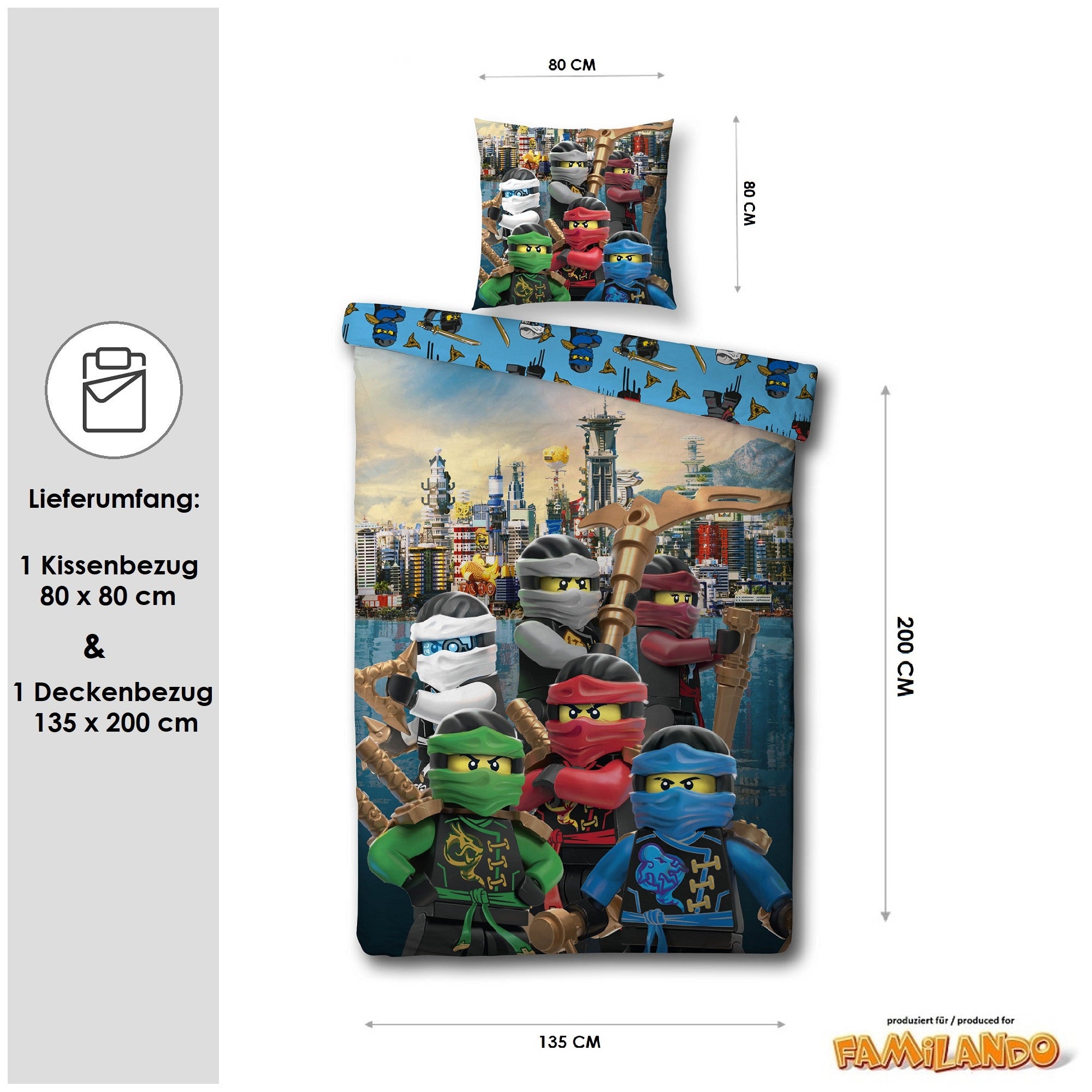 Größe und Lieferumfang 135x200 + 80x80 cm Kissen 2 teiliges Set