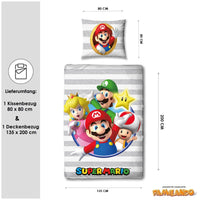 Größe und Lieferumfang des 2-teiligen Bettwäsche Sets bestehend aus Deckenbezug 135x200 cm und Kissenbezug 80x80 cm