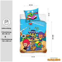 Größe und Lieferumfang des 2 teiligen Sets aus Deckenbezug 135x200 cm und Kissenbezug 80x80 cm