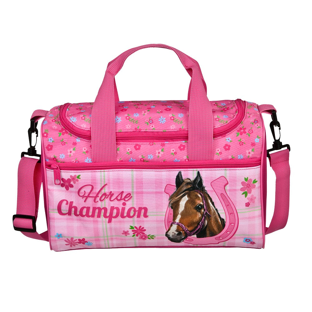 Rosa Sporttasche mit Pferdemotiv Horse Champion