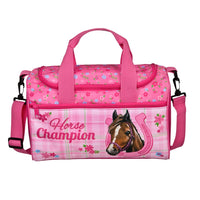 Rosa Sporttasche mit Pferdemotiv Horse Champion
