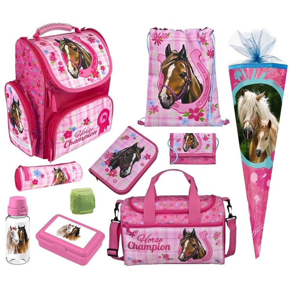 Horse Champion Pferde Schulranzen Set 10-teilig mit Sporttasche und Schultüte