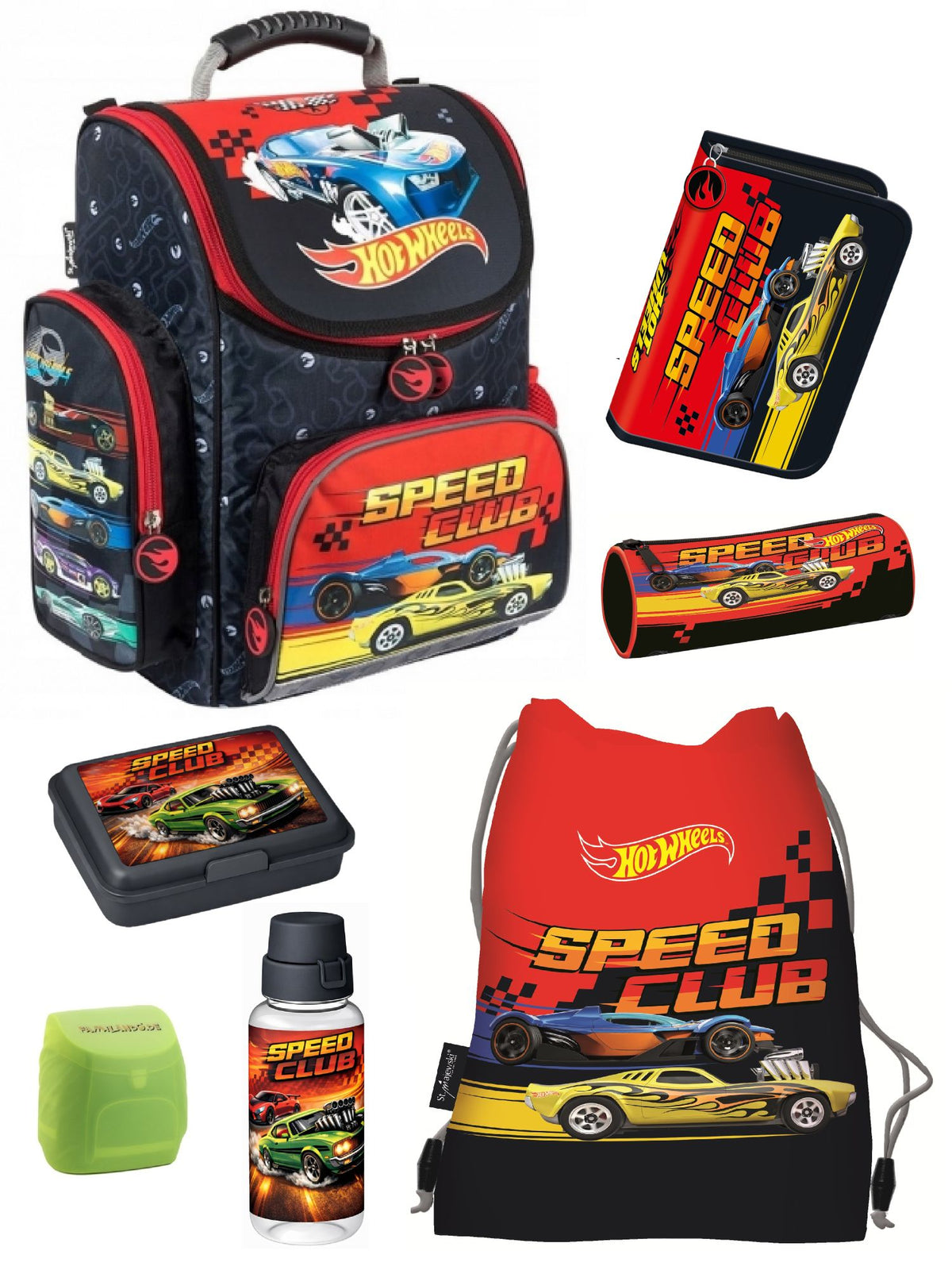 Hot Wheels Schulranzen Set 7-teilig mit Federmappe Race Cars